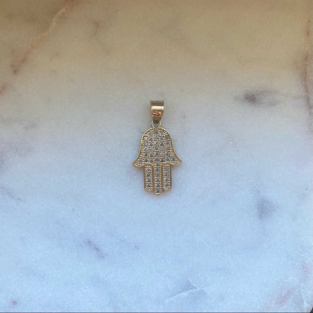 14K Gold Hamsa Hand Pendant